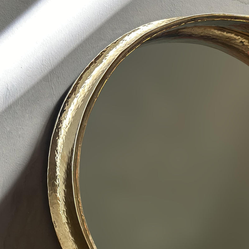 Handcrafted Hammered Round Brass Mirror ,Brass Round Wall Mirror For Bathroom